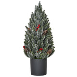 Mini-Weihnachtsbaum – 50 cm mit Tannenzapfen, roten Beeren und Übertopf