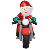 Aufblasbarer Weihnachtsmann auf Motorrad, 180 cm mit LED-Beleuchtung. Weihnachten Deko Luftfigur