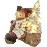 Weihnachtsdeko, Rentier mit Weihnachtsbaum, warme LED-Beleuchtung, Batteriebetrieb, In- und Outdoor, 44 cm