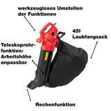 4in1 Laubsauger 3500 Watt mit Saug-, Blas-, Rechen- und Häckselfunktion Laubbläser