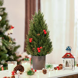 Mini-Weihnachtsbaum mit roten Beeren und Tannenzapfen – 47 cm