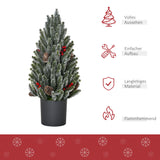 Mini-Weihnachtsbaum – 50 cm mit Tannenzapfen, roten Beeren und Übertopf