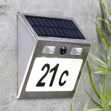 Solarbetriebene Edelstahl-LED-Hausnummer, 18 x 4,5 x 15,5 cm