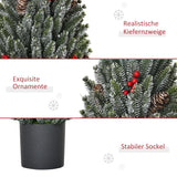 Mini-Weihnachtsbaum – 50 cm mit Tannenzapfen, roten Beeren und Übertopf