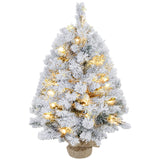 Künstlicher Weihnachtsbaum – 90 cm mit LED-Lichtern, Schneezweigen und Tannenzapfen, flammhemmend