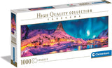 Clementoni Puzzle, 1000 Teile, NIGHT OVER LOFONTAINE, Panorama-Puzzle, 98 x 33 cm