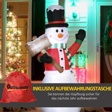 Aufblasbarer Schneemann mit Schal 1,80m Weihnachtsmann Weihnachtsdeko LED Nikolaus Santa "Let it snow"