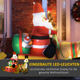 Aufblasbare Weihnachtsdeko, Weihnachtsmann mit Schlitten und Rentier, mit LED-Lichtern, 112 cm hoch, 190 cm lang