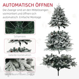 Weihnachtsbaum mit LED-Beleuchtung und Kunstschnee – 1,8 m, flammenhemmend, stabiler Metallfuß