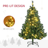 Weihnachtsbaum 120 cm, inkl. warmweißer LED-Kette und Baumschmuck, 307 Spitzen