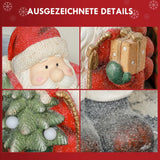 Weihnachtsmannfigur mit Baum und Geschenk, 3 warmweiße LEDs, batteriebetrieben, 50 cm