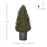 Mini-Weihnachtsbaum mit roten Beeren und Tannenzapfen – 47 cm