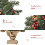 Mini-Weihnachtsbaum mit Schmuck, rote Beeren und Tannenzapfen – 50 cm Höhe