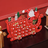 Adventskalender Weihnachtsmann mit Schlitten, 24 Fächer, wiederverwendbar, 22,5x8x36 cm, Rot