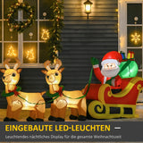 Aufblasbarer Weihnachtsmann mit Schlitten, LED-Lichtern, wasserdicht, 112 cm hoch, 240 cm lang