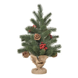 Mini-Weihnachtsbaum mit Schmuck, rote Beeren und Tannenzapfen – 50 cm Höhe