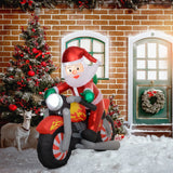 Aufblasbarer Weihnachtsmann auf Motorrad, 180 cm mit LED-Beleuchtung. Weihnachten Deko Luftfigur