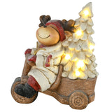 Weihnachtsdeko, Rentier mit Weihnachtsbaum, warme LED-Beleuchtung, Batteriebetrieb, In- und Outdoor, 44 cm