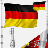 Teleskop-Fahnenmast mit Fahne. 6,3 m Für Firma, Garten, Haus, Flagge 150 x 90 cm