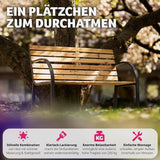 Parkbank mit Lamellen, Pulverbeschichte Stahlkonstruktion. Lackiertes Holz. Wetterfest.