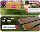 Parkbank mit Lamellen, Pulverbeschichte Stahlkonstruktion. Lackiertes Holz. Wetterfest.