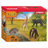 Schleich WILD LIFE Starter-Set 72162, ab 3 Jahren, Giraffe, Panther, Nilpferd, Affe