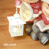 Weihnachtswichtel mit Buch & Laterne, LED, batteriebetrieben, 30 x 23 x 45 cm