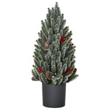 Mini-Weihnachtsbaum – 50 cm mit Tannenzapfen, roten Beeren und Übertopf