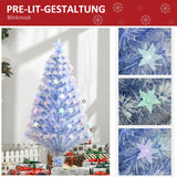 Künstlicher Weihnachtsbaum, 1,2 m, mit LED-Lichtern und Glasfaser, Weiß/Blau