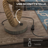 Tischleuchte im maritimen Stil, USB-Ladeanschluss, warm, Seil-Dekor, 30x30x55 cm