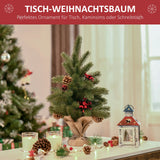 Mini-Weihnachtsbaum mit Schmuck, rote Beeren und Tannenzapfen – 50 cm Höhe