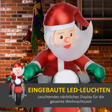 Aufblasbarer Weihnachtsmann auf Motorrad, 180 cm mit LED-Beleuchtung. Weihnachten Deko Luftfigur