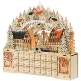 Adventskalender, Weihnachtsdorf, 18 LEDs, 24 Schubladen, wiederverwendbar, 45 x 9 x 42,5 cm