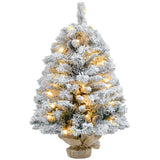 Künstlicher Weihnachtsbaum – 90 cm mit LED-Lichtern, Schneezweigen und Tannenzapfen, flammhemmend