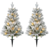 Weihnachtsbaum-Set – 2er-Set mit LED-Beleuchtung, Tannenzapfen und roten Beeren, 107 cm