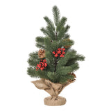 Mini-Weihnachtsbaum mit Schmuck, rote Beeren und Tannenzapfen – 50 cm Höhe