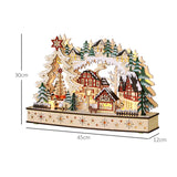 Weihnachtsdorf im Winterwunderland, 20 LED-Lichter, mehrschichtig, Naturholz, 45 x 12 x 30 cm