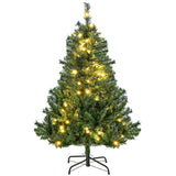 Weihnachtsbaum 120 cm, inkl. warmweißer LED-Kette und Baumschmuck, 307 Spitzen