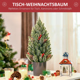 Mini-Weihnachtsbaum – 50 cm mit Tannenzapfen, roten Beeren und Übertopf