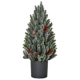 Mini-Weihnachtsbaum – 50 cm mit Tannenzapfen, roten Beeren und Übertopf