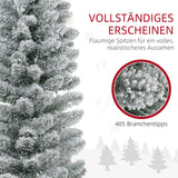 Künstlicher Weihnachtsbaum, 210 cm, mit LED-Lichterkette, schneebedeckte Zweige, flammhemmend, Metallbasis, Grün