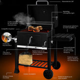 Profi-Holzkohlegrill XL Grillwagen 28 kg mit Grill Rost Thermometer Deckel BBQ Kohle