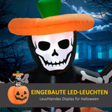 Halloween Aufblasbarer Kürbis 100 cm mit Skelett Halloweendekorationen LED