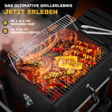 Profi-Holzkohlegrill XL Grillwagen 28 kg mit Grill Rost Thermometer Deckel BBQ Kohle