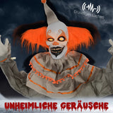 Halloween Dekoration Stehender Clown 183cm mit LED-Lichter Soundfunktion