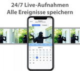 Video-Überwachungskamera WLAN Internet mit kostenloser App. Doppelantenne. 24-7 Aufnahme.