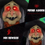 Halloween-Hexe 183 cm mit roten Augen LED-Lichter, Soundfunktion