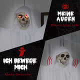 Halloween Hängender Horror Geist 153 cm mit LED Augen, glühend.