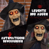 Halloween Hexe 190 cm mit LED-Lichter, Soundfunktion