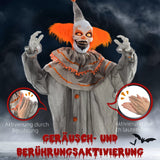 Halloween Dekoration Stehender Clown 183cm mit LED-Lichter Soundfunktion